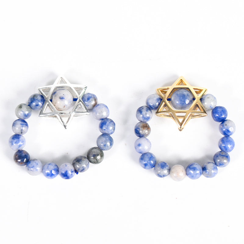 Round Bead Hexagram Ring