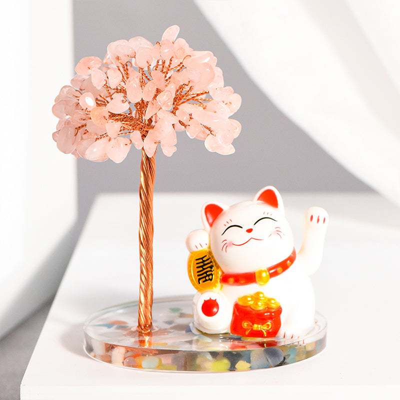 Lucky Cat Crystal Tree