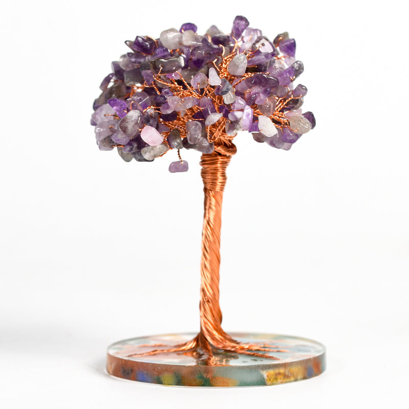 Resin Base With Agate Slice Crystal Tree