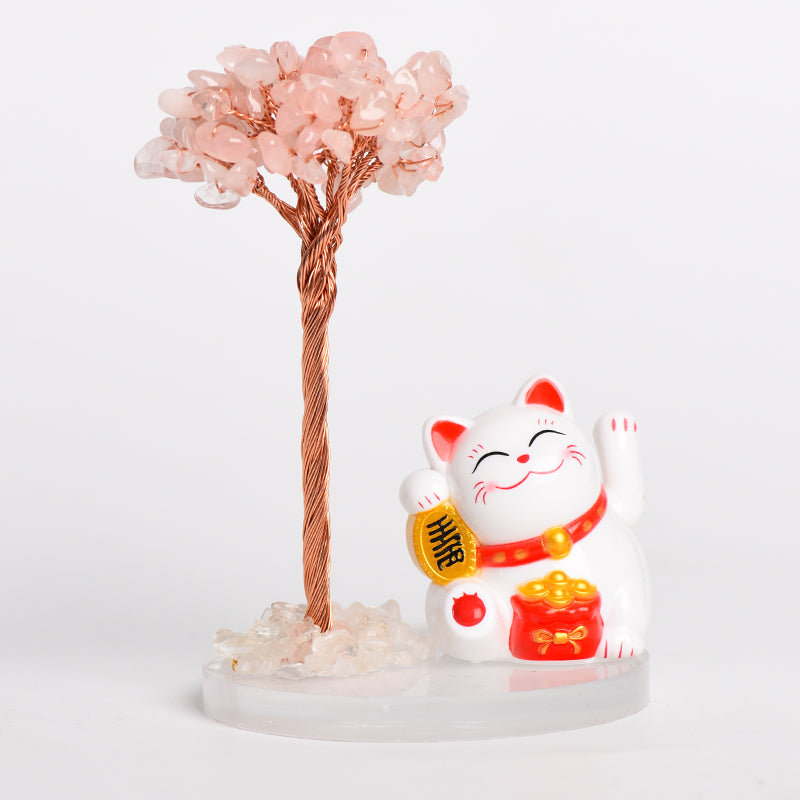 Lucky Cat Crystal Tree