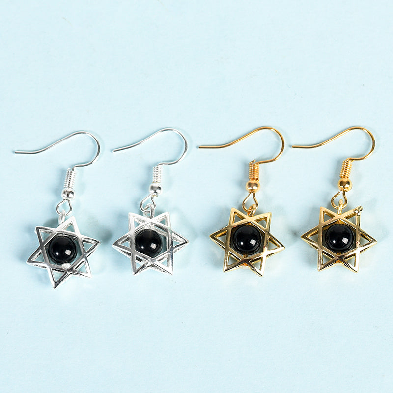 Bead Hexagon Star Earring