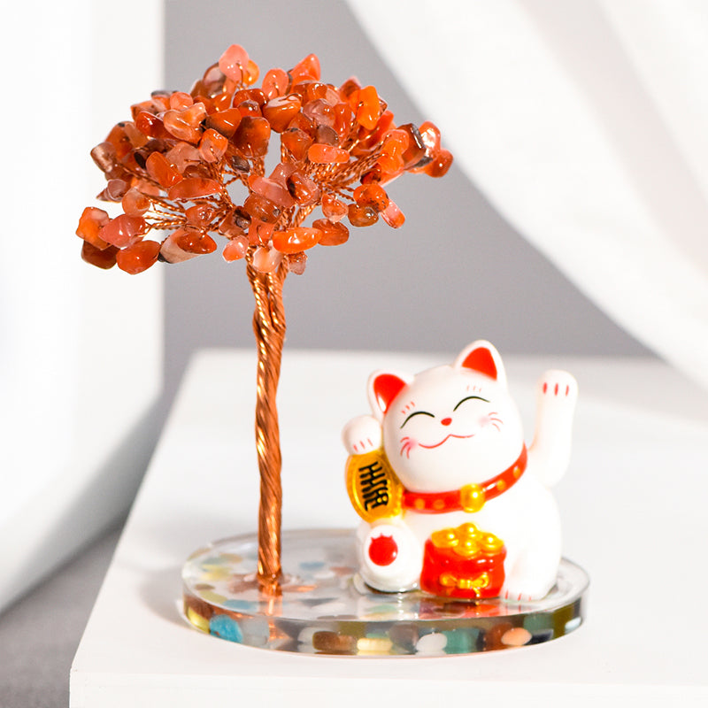 Lucky Cat Crystal Tree