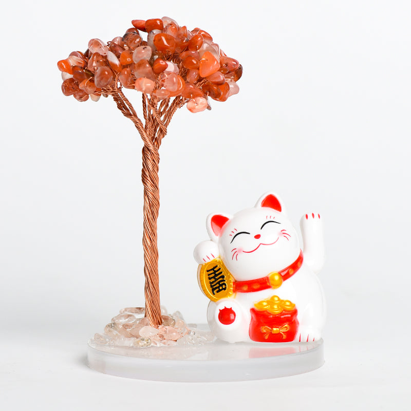 Lucky Cat Crystal Tree