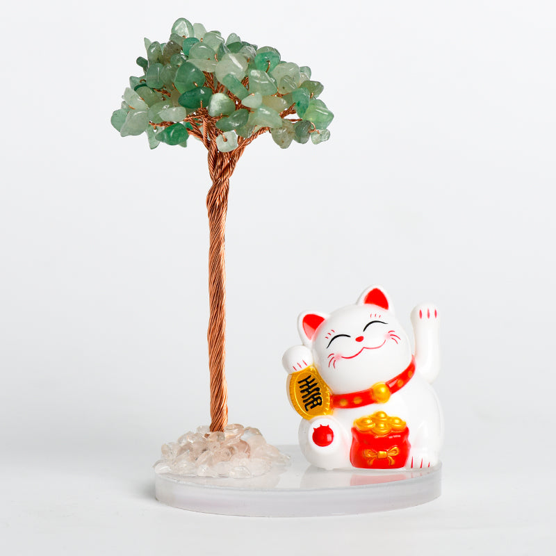 Lucky Cat Crystal Tree