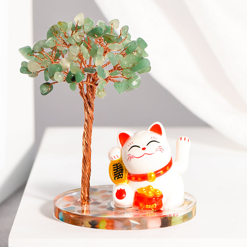 Lucky Cat Crystal Tree