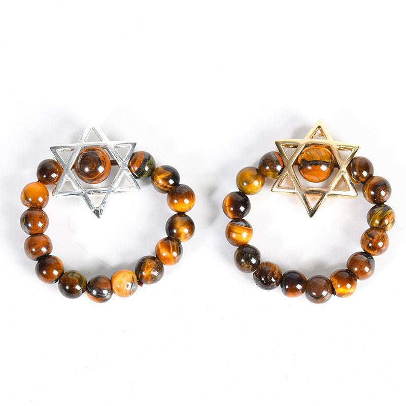 Round Bead Hexagram Ring