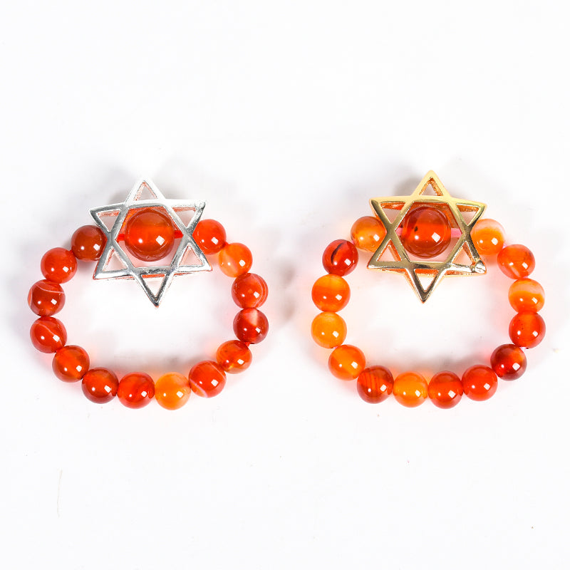 Round Bead Hexagram Ring