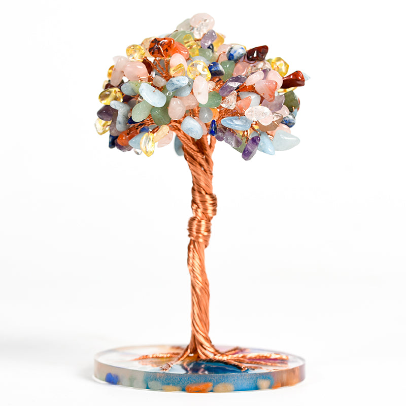 Resin Base With Agate Slice Crystal Tree