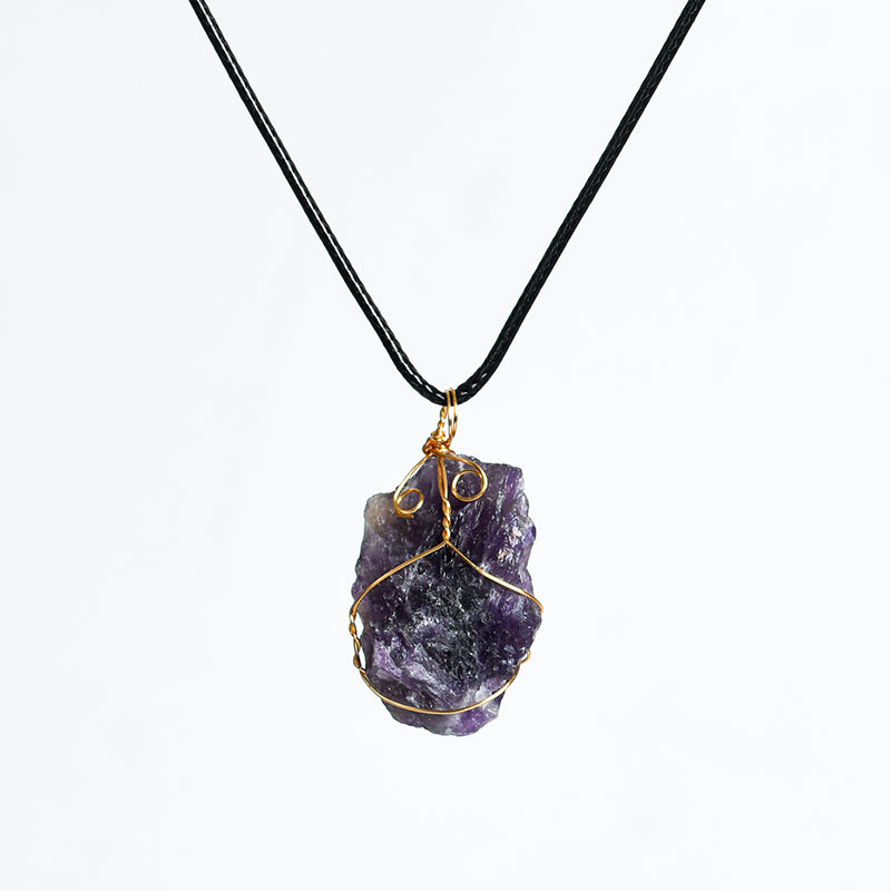 Raw Crystal Pendant ( wire wrapping)