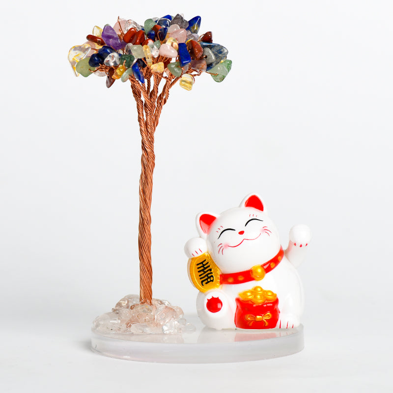 Lucky Cat Crystal Tree