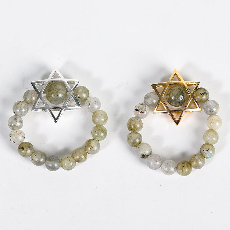 Round Bead Hexagram Ring