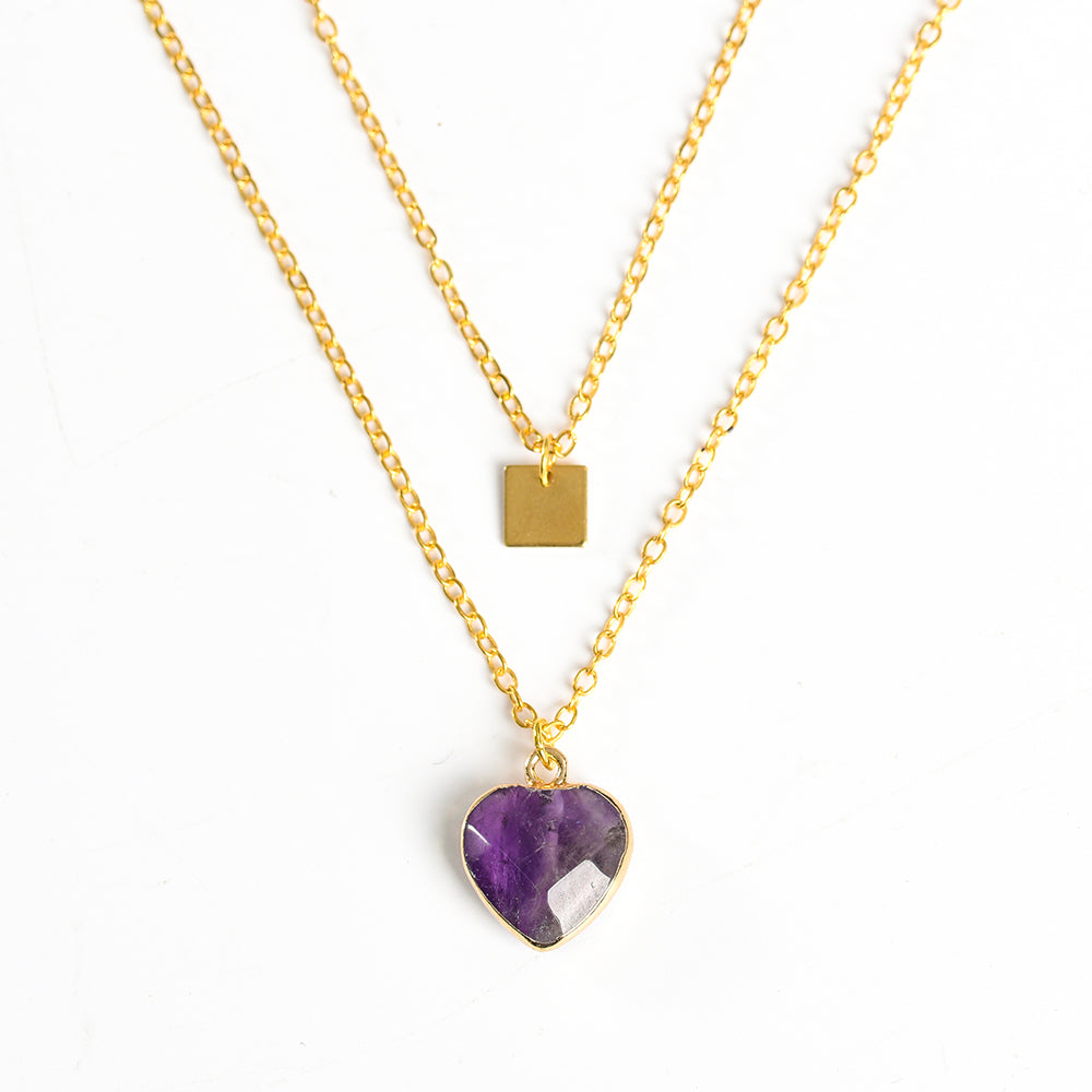 Crystal Heart with Square Double Pendant