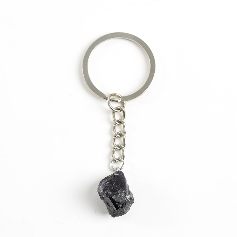 Raw crystal keychain