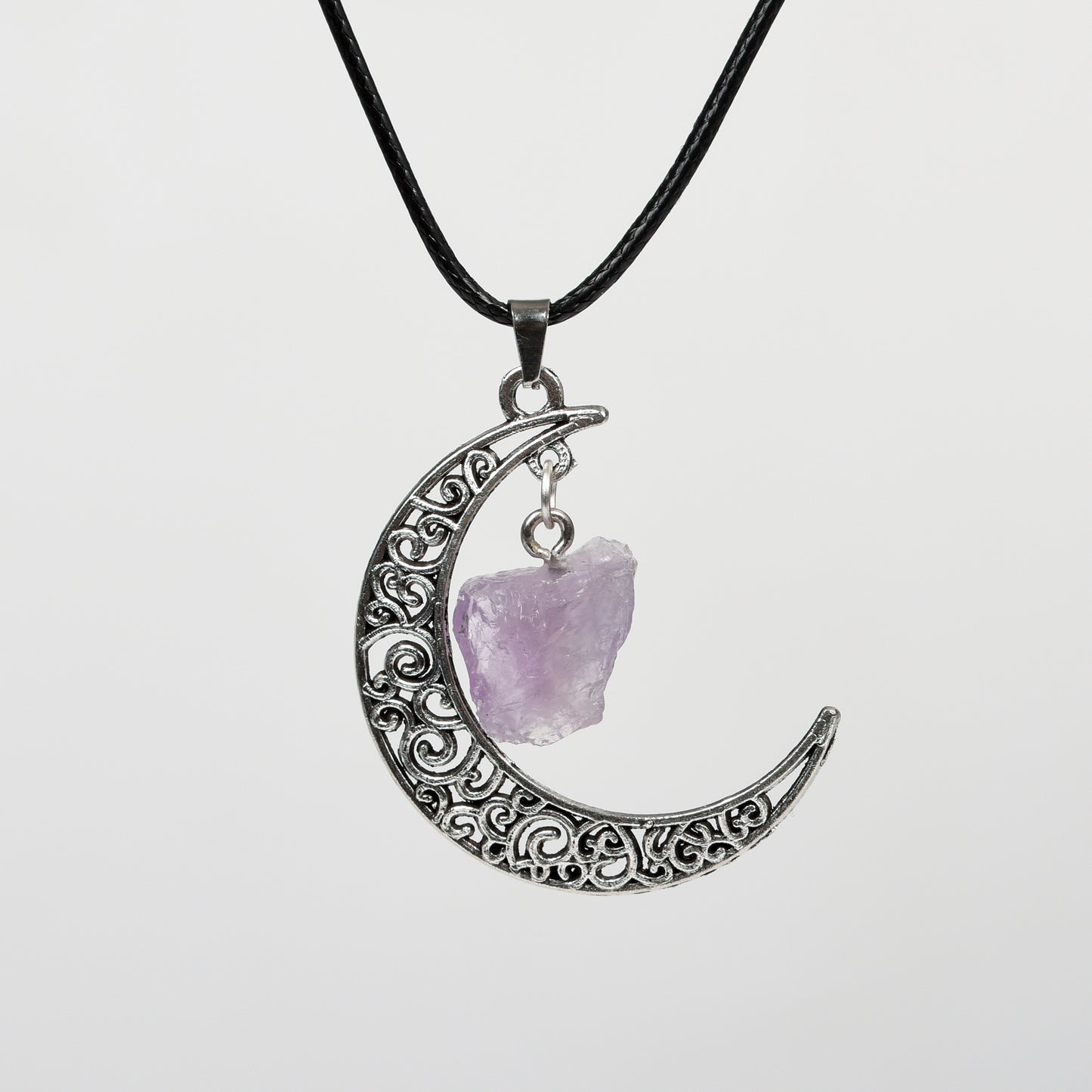 Raw Crystal & Moon Pendant