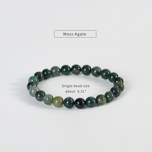 Moss Agate Bracelet 6mm 8mm 10 mm