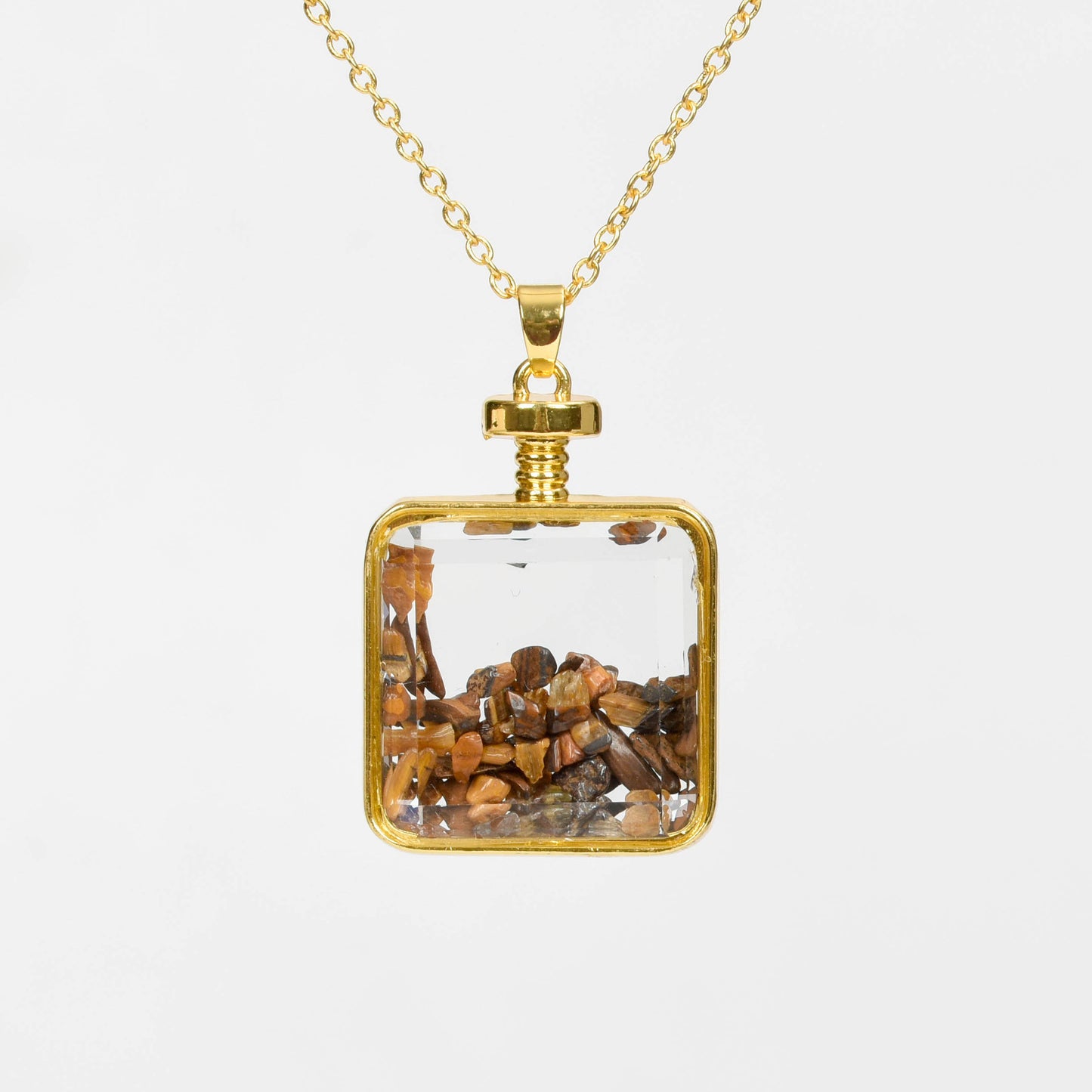 Chips in Glass Bottle Pendant