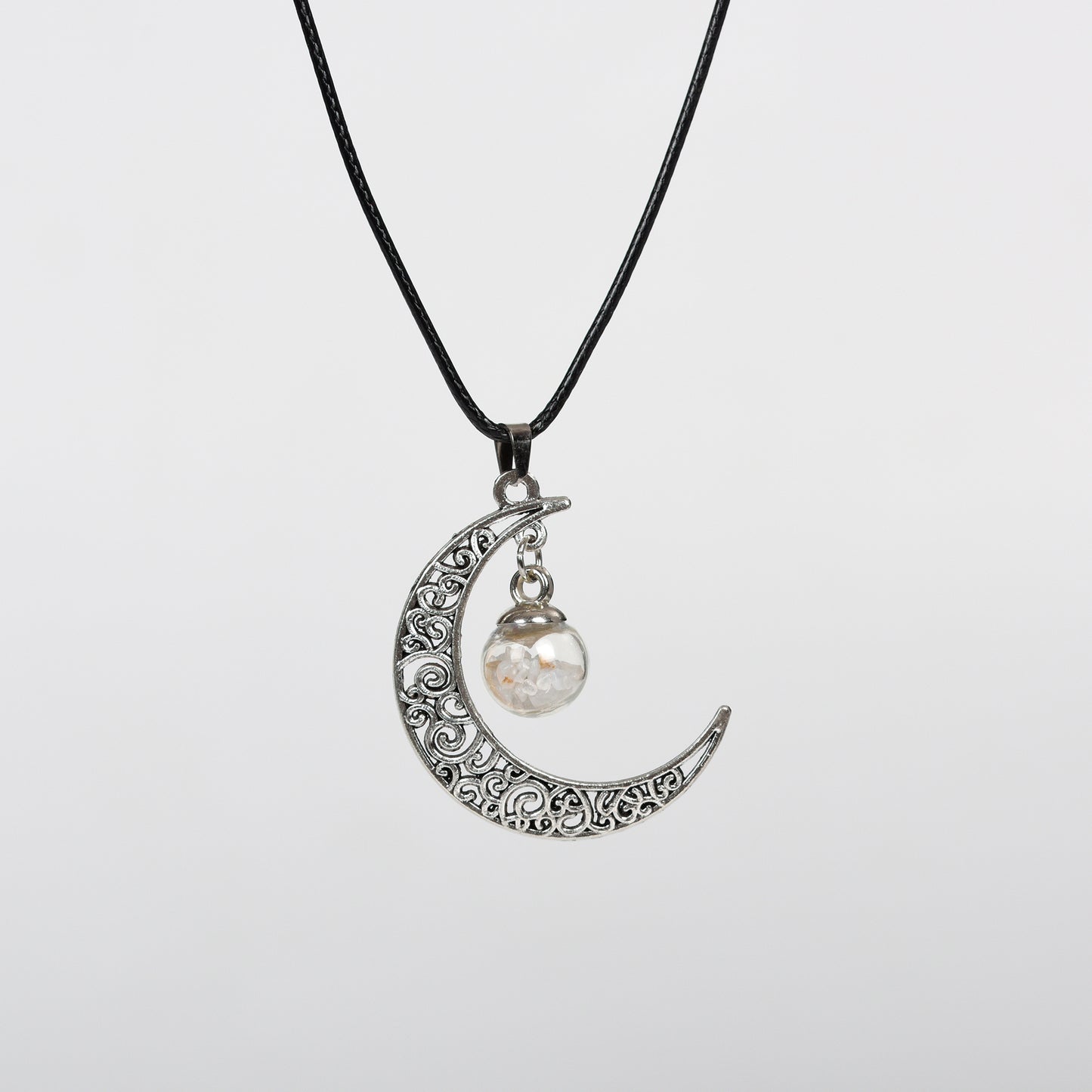 Moon with Chips in glass ball Pendant