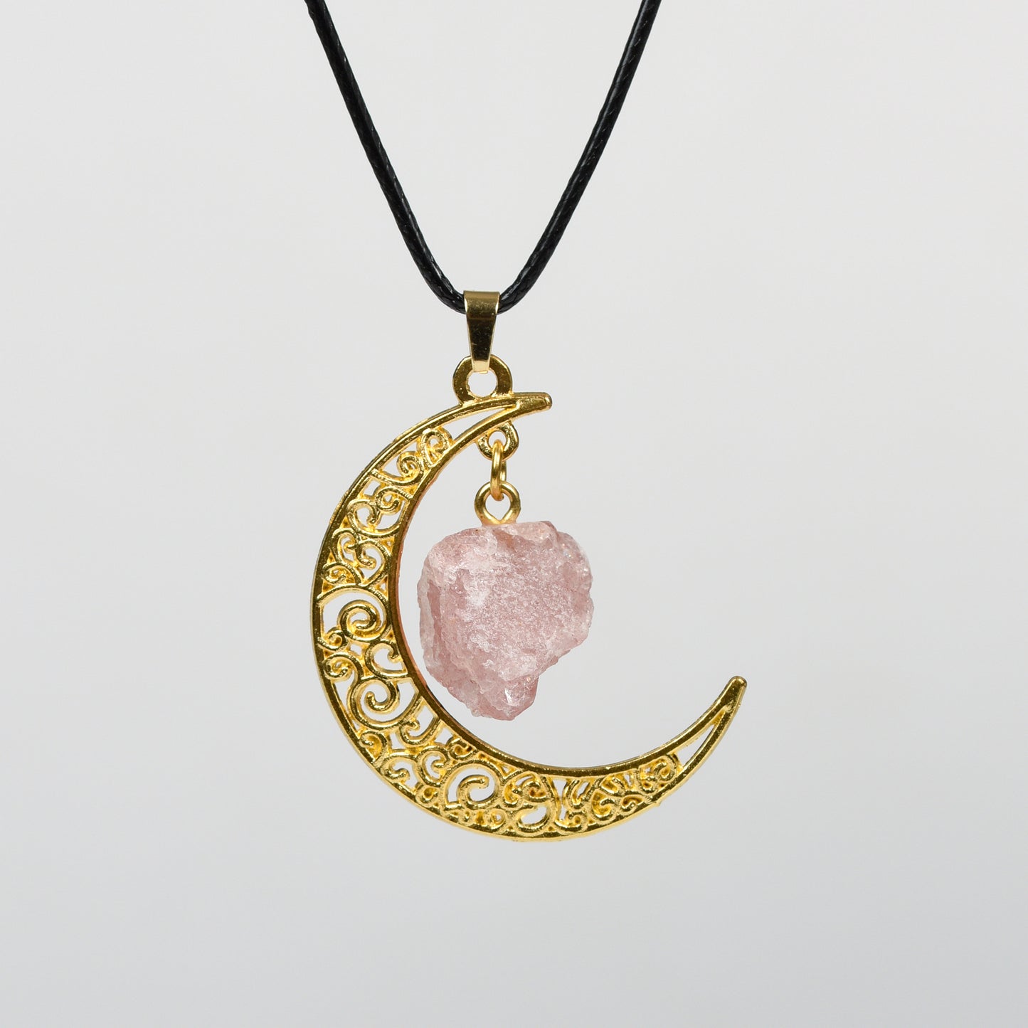 Raw Crystal & Moon Pendant