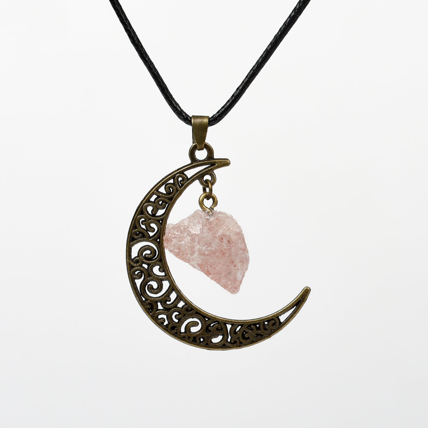 Raw Crystal & Moon Pendant