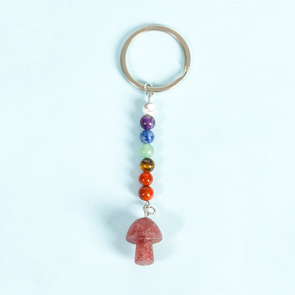 seven chakras mushroom keychain