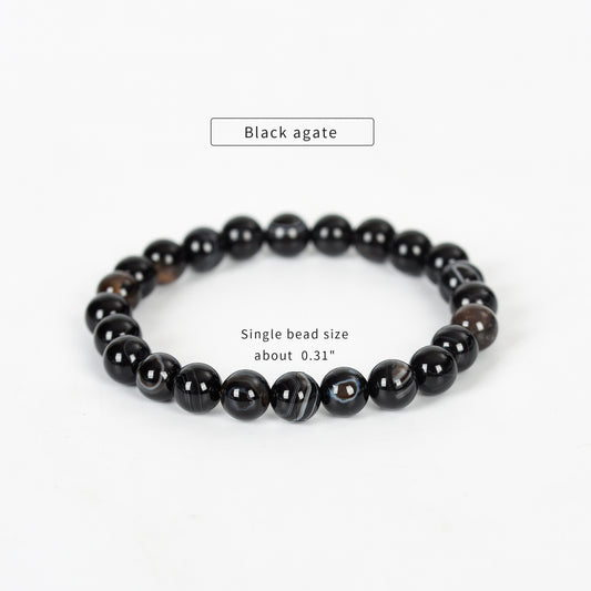 Black Agate Bracelet 6mm 8mm 10 mm