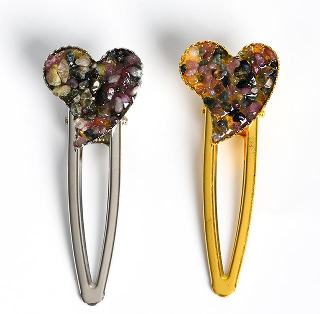 crystal heart hairpin