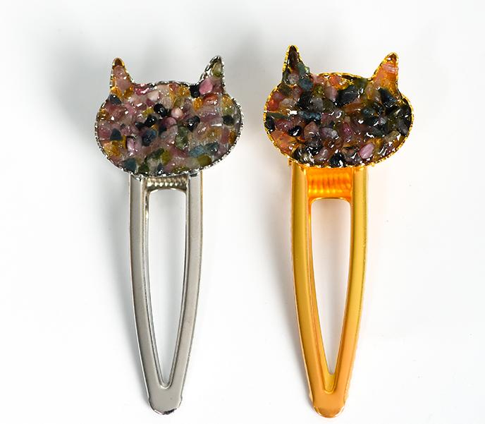 crystal cat hairpin