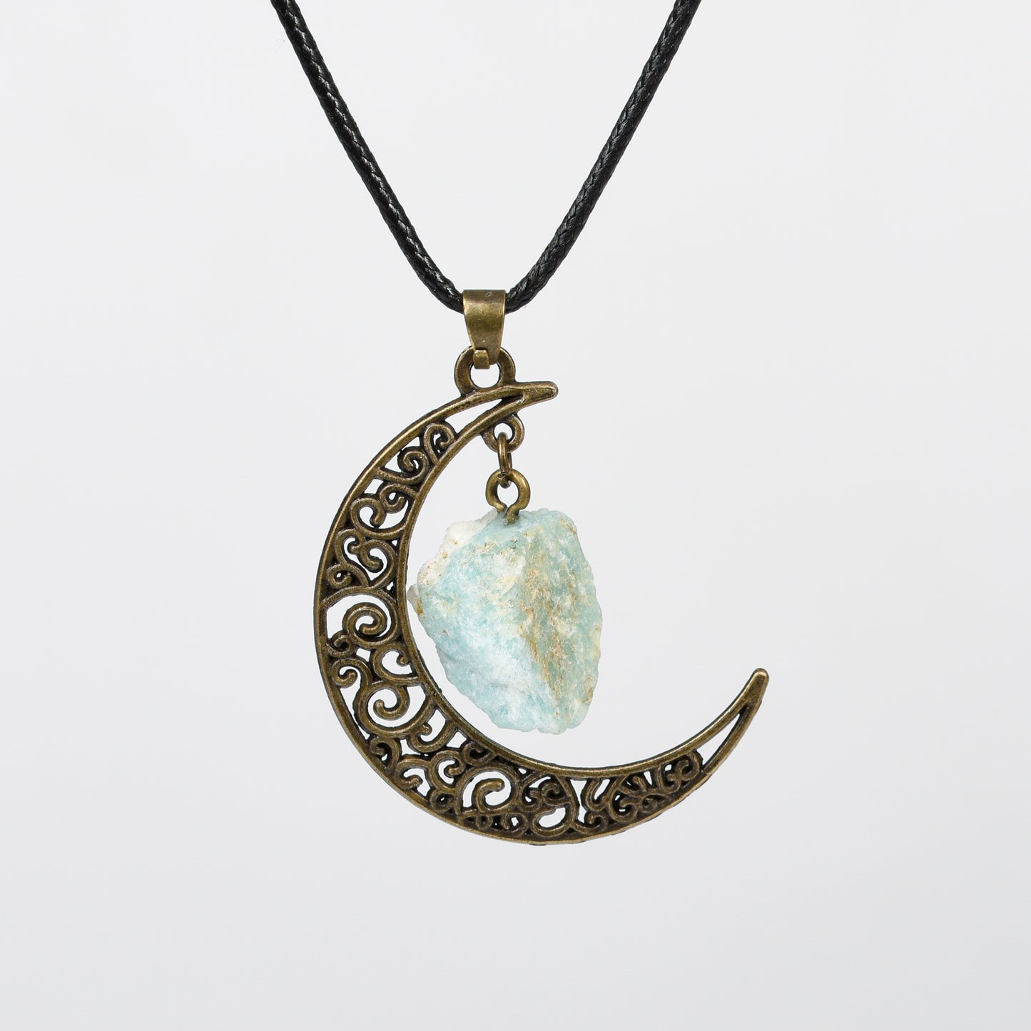 Raw Crystal & Moon Pendant