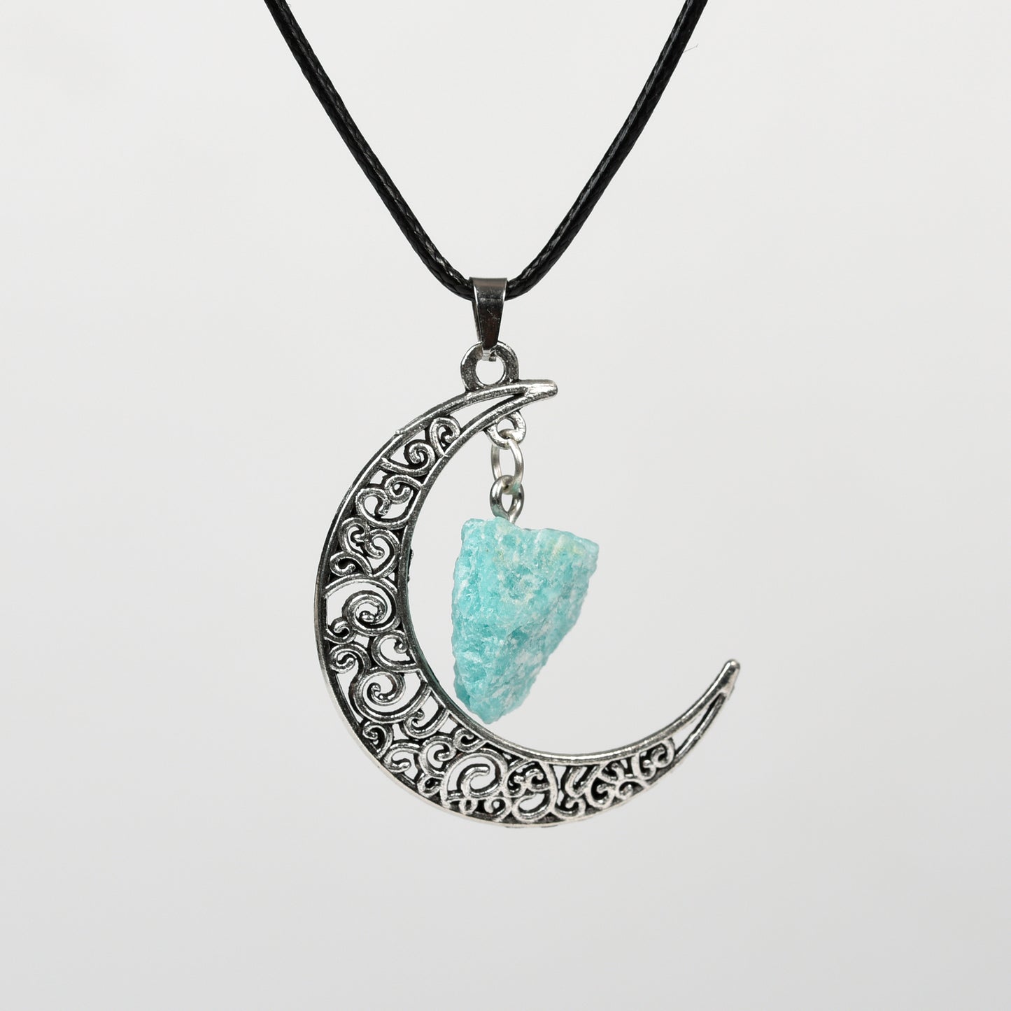 Raw Crystal & Moon Pendant