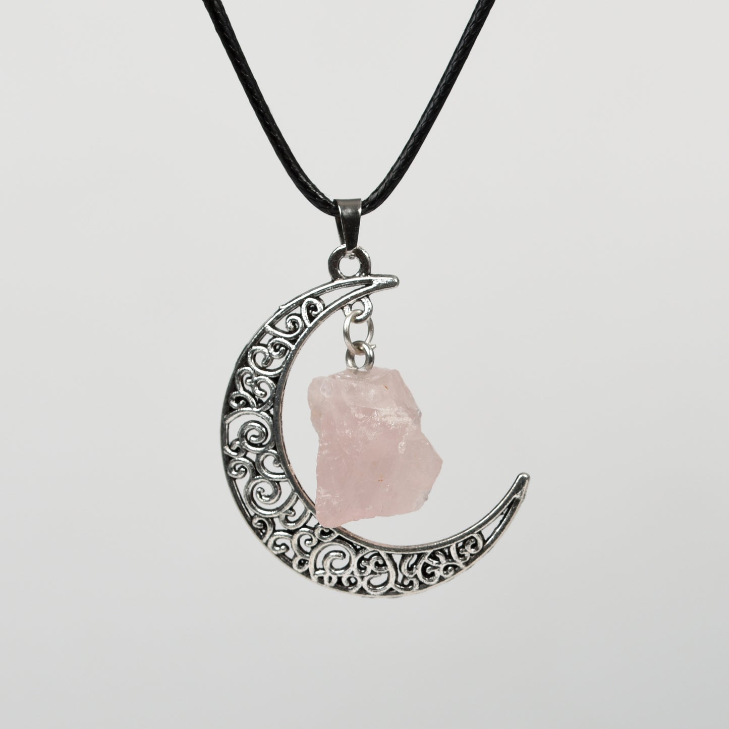 Raw Crystal & Moon Pendant