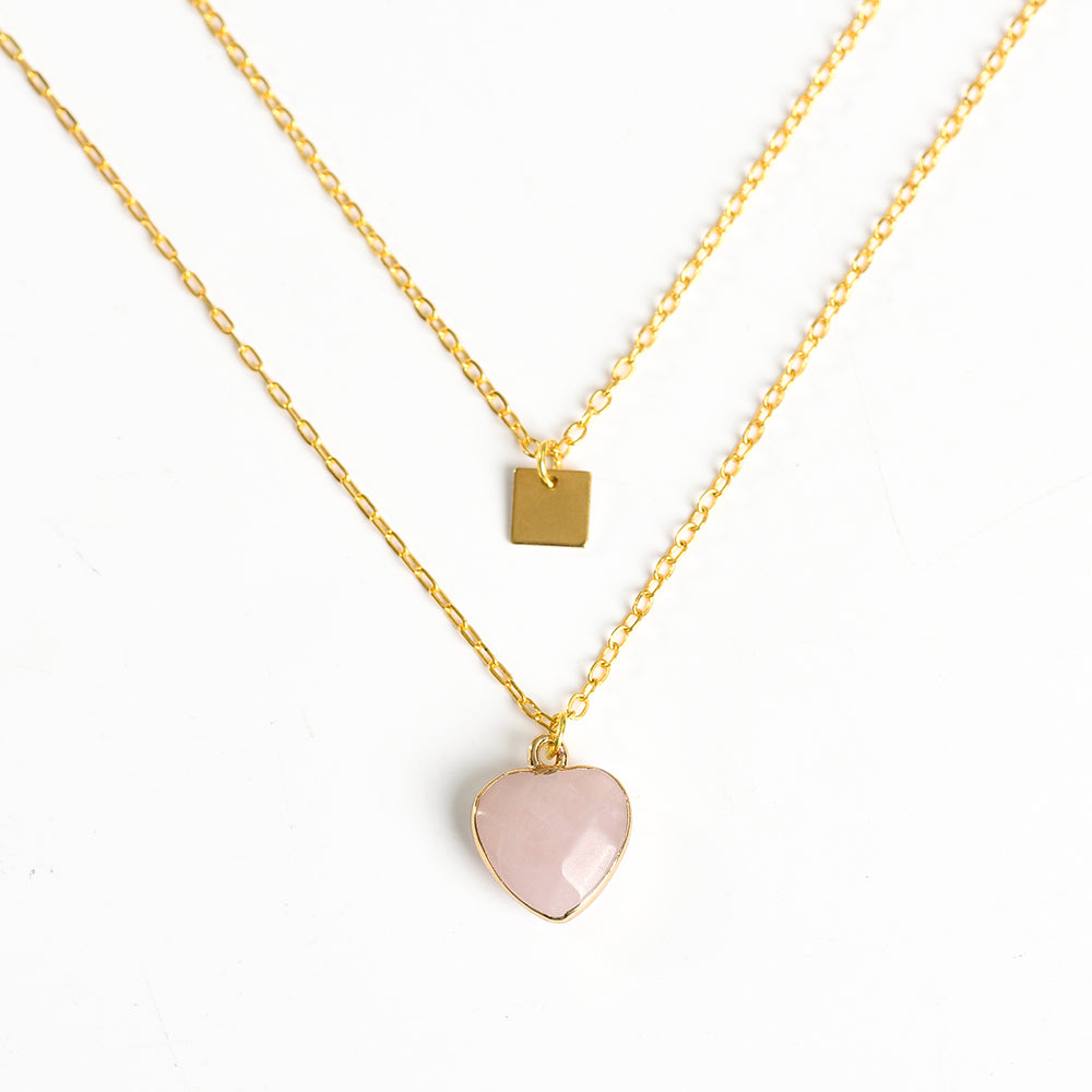 Crystal Heart with Square Double Pendant