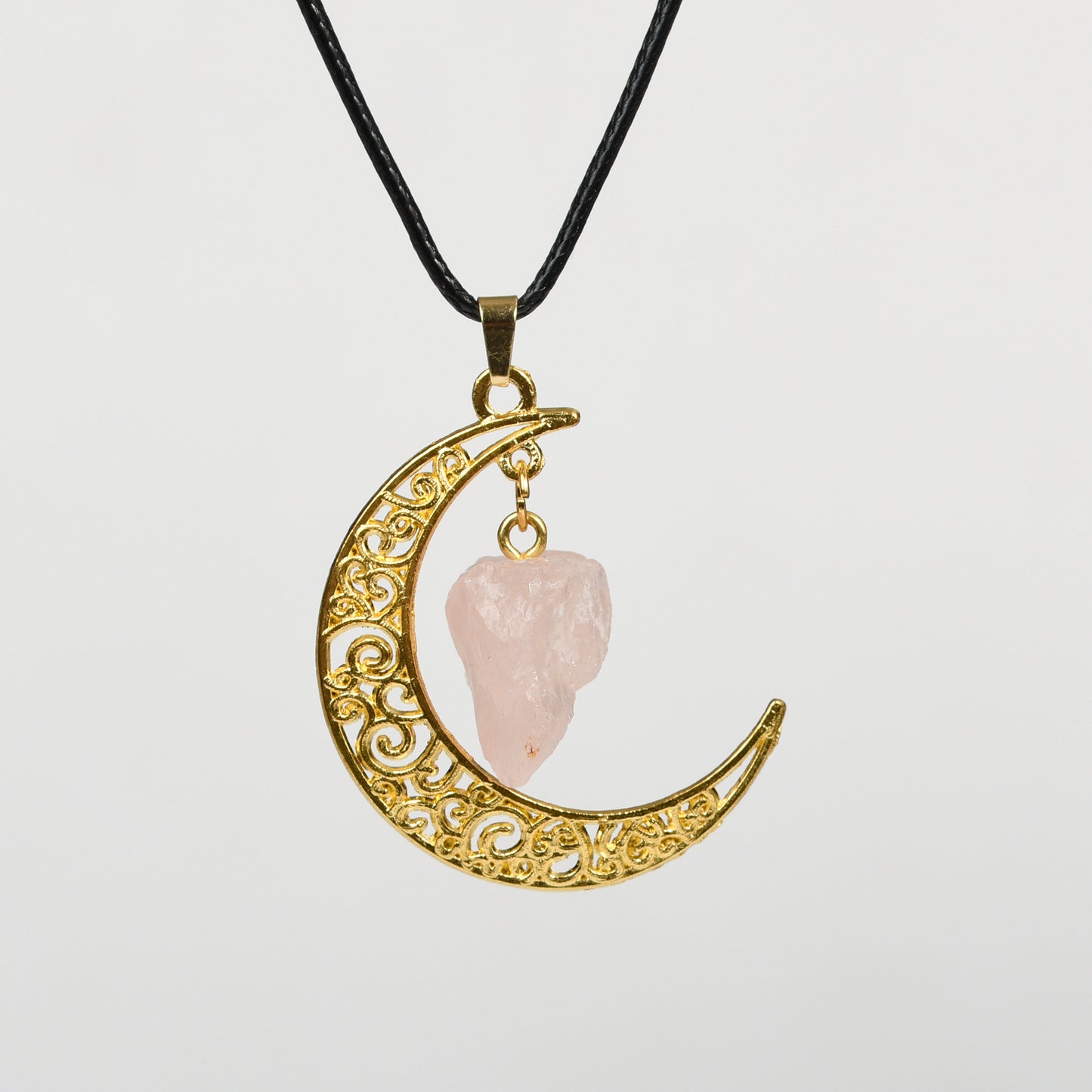 Raw Crystal & Moon Pendant