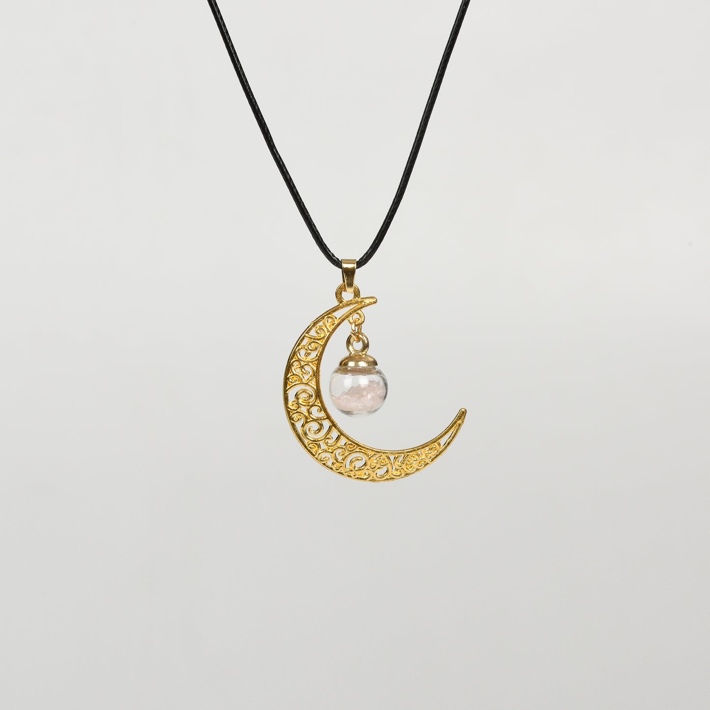 Moon with Chips in glass ball Pendant