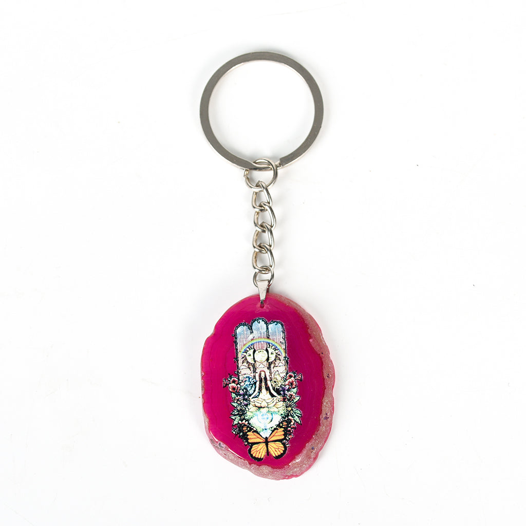 agate slices keychain