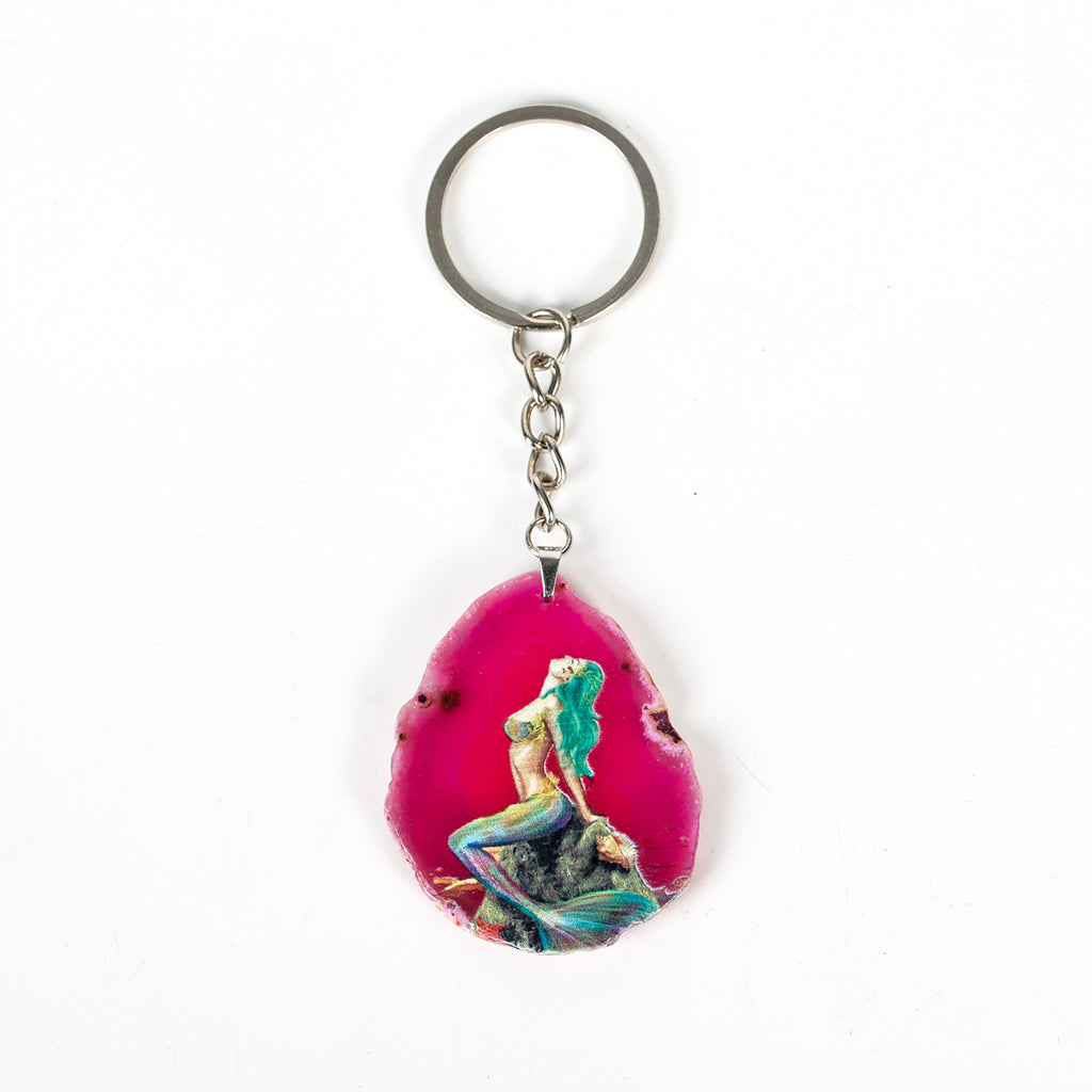 agate slices keychain