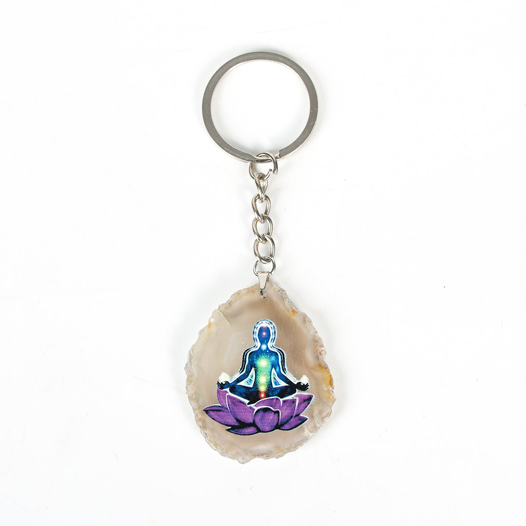 agate slices keychain