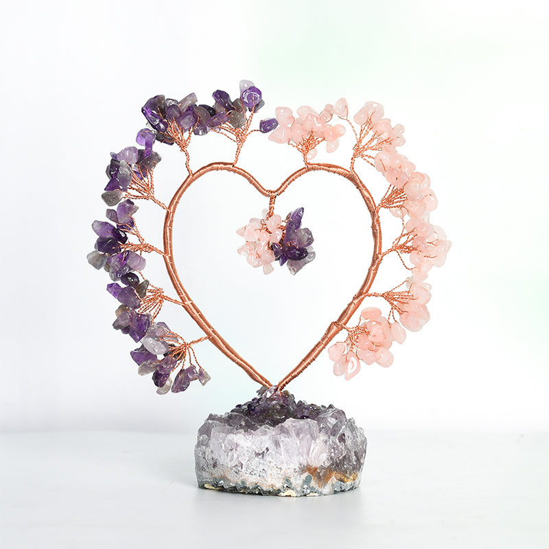 Amethyst Cluster Crystal Heart Tree